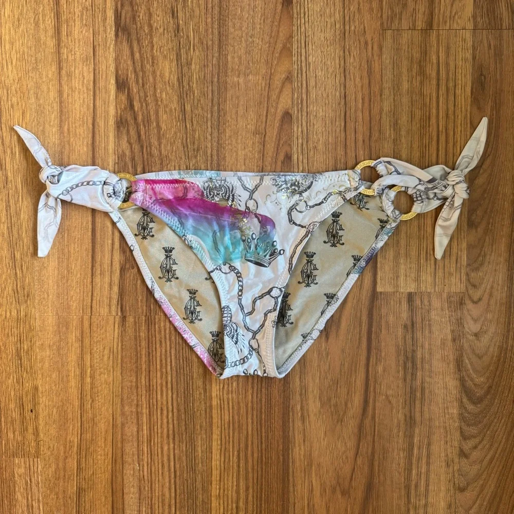 CHRISTIAN AUDIGIER Ed Hardy Vintage Y2K White Pink Blue Paris Bike Bikini Set - Picture 6 of 15